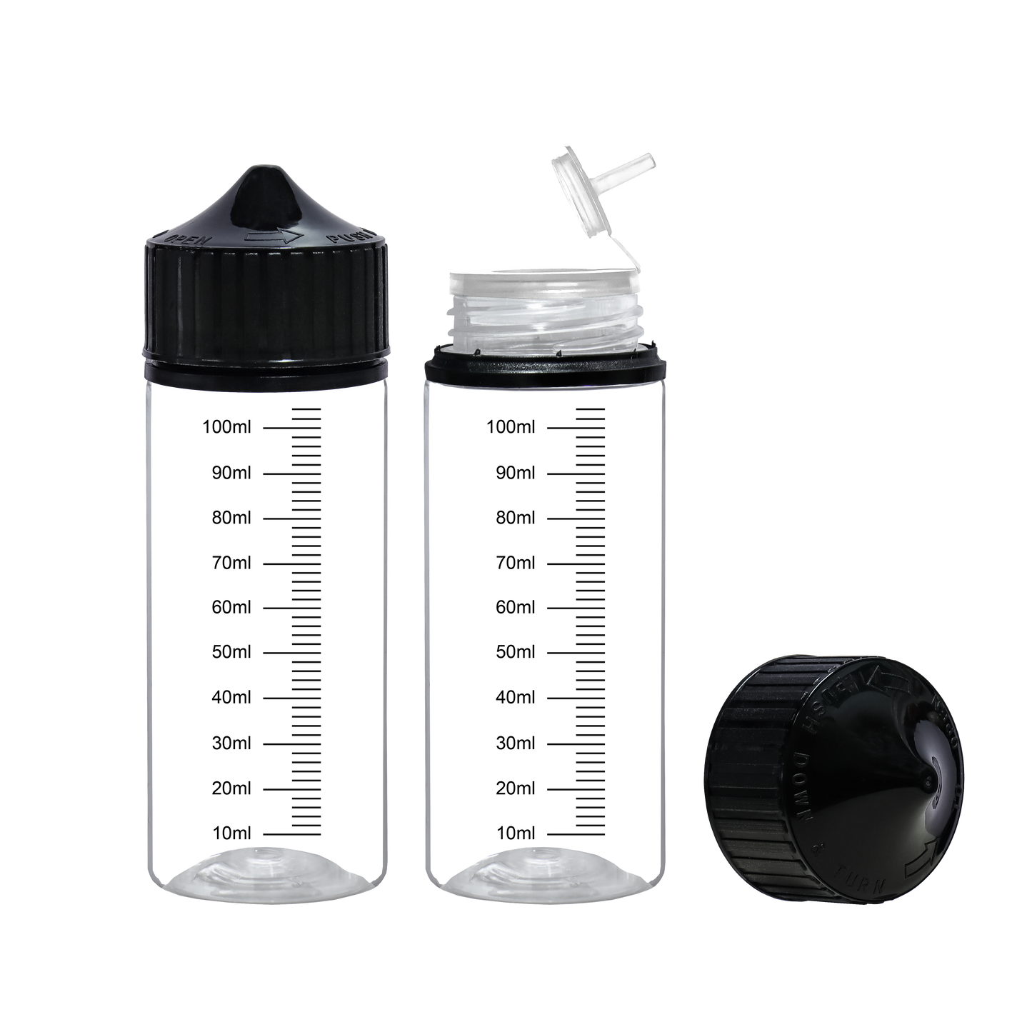 noir transparent 30ml 60ml 100ml 120ml flacon compte-gouttes en plastique E liquide