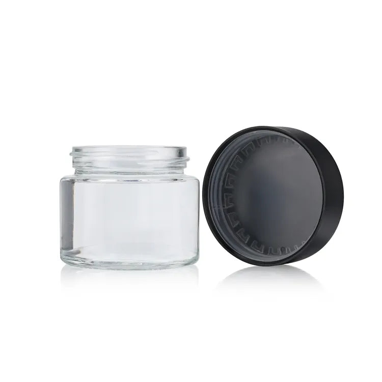 2 3 4 oz clear glass straight sided container airtight child resistant glass jar